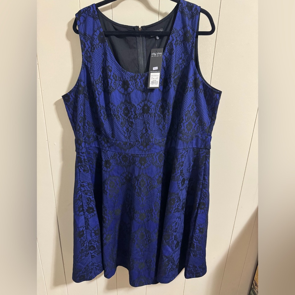 City Chic purple and Black Lace Dress XXL 22/24